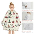 thumbnail image 6 of Beige Christmas Santa and Train Pattern Blanket Hoodies for Kids 6-13YR Oversize Wearable Blanket Hoodies for Boys Girls Teens, 6 of 7