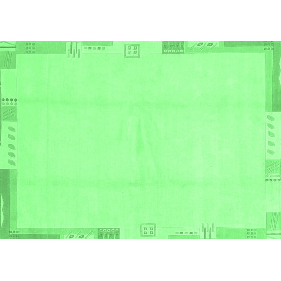 Ahgly Company Indoor Rectangle Solid Emerald Green Modern Area Rugs, 2' x 5'