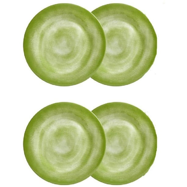 Northeast Home Goods Solid Swirl Melamine Round Dinner Plates, Set of 4 (Lime Green) Walmart