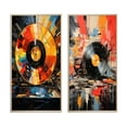 thumbnail image 2 of Designart "Retro Disc Popart Dreams II" Vinyl Records Framed Wall Art Set Of 2 - Multi-Color Fashion Framed Canvas Set For Living Room Decor, 2 of 6