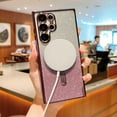 thumbnail image 3 of Magnetic Case for Samsung Galaxy S22 Ultra 5g Luxury Plating Bling Gradient Glitter Cover Compatible with MagSafe Soft Clear Shockproof Protective Case with Camera Lens Protector (Purple), 3 of 9