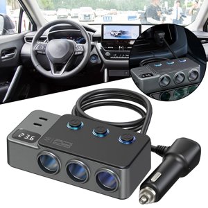 Yimiti 9 Dans Car Charger 3Ports Splitteur de puissance 12V Adaptateur d'alimentation de chargeur rapide