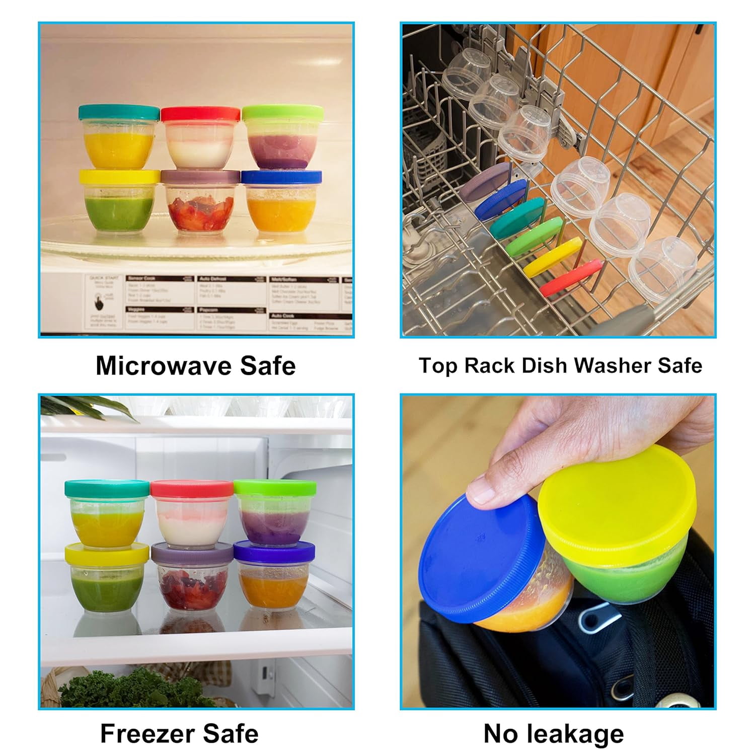 SUMMIT 18 Pack Baby Food Storage, 6 Ounce Baby Food Containers with Lids and Labels, 9 Assorted Colors