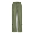 thumbnail image 5 of Fall Saving! HVOBTTY Women's Straight Leg Trousers, Fall Pants for Women, Women's Casual Solid Color Wide Leg Straight Tie Waist Linen Loose Long Pants with Pocket Green,XL, 5 of 5
