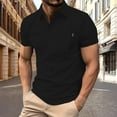 thumbnail image 2 of Afdoent Men's Polo Shirts Solid Color Versatile Male Leisure Loose Collar Button Open Collar Ribbed Sports Short Sleeve Shirt Casual Bussiness, 2 of 6