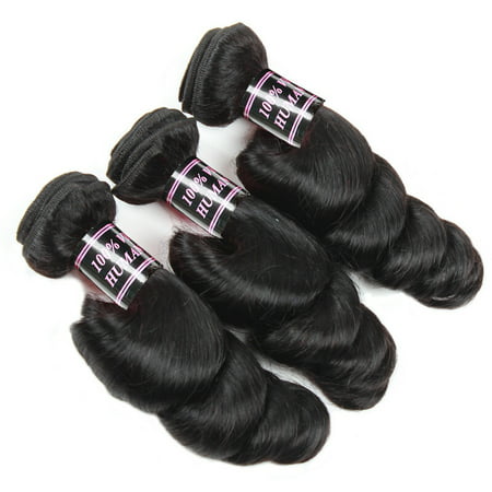 Allove 7A Peruvian Loose Wave Hair 3 Bundles Human Hair Weave 8-28 Hair Extensions,