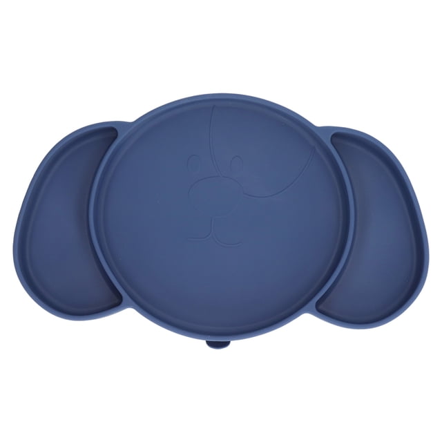 Platos divididos para niños, de silicona segura, plegables, con ventosas para evitar resbalones, para bebés y niños pequeños, color azul oscuro