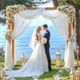 thumbnail image 3 of Tela para colgar arco de boda, 28 x 19 pies, telón de fondo de tela de gasa transparente, 1 panel de cortinas blancas para decoración de ceremonia de boda, cortina decorativa de arco para fiesta de, 3 of 4