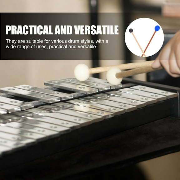 Masteelf Assorted Color Rubber and Yarn Percussion Instrument Mallets for Drums, Durable and Versatile, 2 Pairs