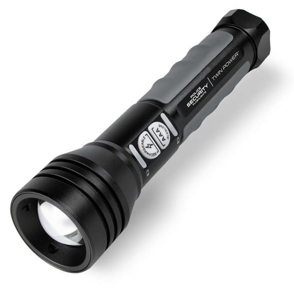 Police Security Twin Power 600 lm Black LED Flashlight AAA Battery