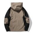 thumbnail image 3 of Bmawag Mens Outdoor Jacket with Hoodies Waterproof Windproof Big and Tall Men's Color Blocked Raincoats Windbreakers with Pockets for Sport Outdoor Hiking Gift for Men Brown XL, 3 of 8