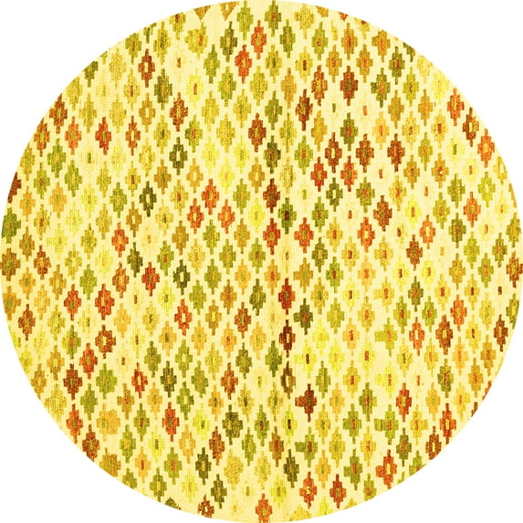 Ahgly Company Machine Washable Indoor Round Southwestern Yellow Country Area Rugs, 3' Round