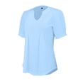 thumbnail image 6 of Womens Shirts Summer V Neck Tops Puff Short Sleeve T Shirt Pleated Floral Printed Tunic Blouse Shirts Womens Tops, 6 of 7