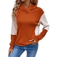 thumbnail image 2 of Sudadera con Capucha para Mujer, Estilo Otoño, con Cuello Cruzado y Diseño Acanalado en Contraste de Color Naranja M, 2 of 9