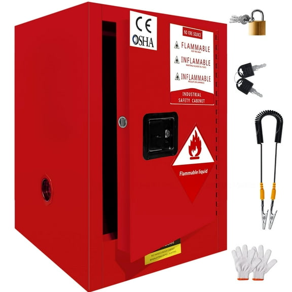 35 - inch 6 Gallon Industrial Fire Safety Cabinet - Heavy - Duty Double - Walled Steel Build with Reliable 3 - Point Locking, Ideal for Workplace Flammables