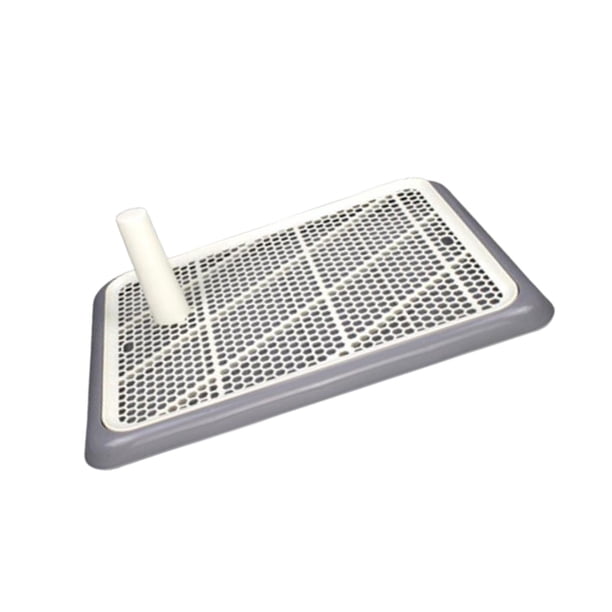 Inodoro de entrenamiento para cachorros con poste extraíble, diseño de ranuras separadas por rejilla, tamaño pequeño. Gris