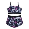 thumbnail image 4 of RUNQHUI Girls 2 Pcs Gym/Dance/Swim Outfits Camouflage Straps Crop Top with Bottoms Gymnastics Leotard Balck&Rose Red 6, 4 of 7