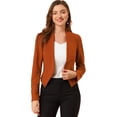 thumbnail image 1 of Chaqueta Corta Casual Allegra K De Negocios Sin Cuello Para Mujer Marrón XL, 1 of 6