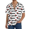 thumbnail image 3 of Xecao offers the Christmas Dachshund for Men's Casual Short-sleeved Shirt, a button-up collared shirt with a pocket, perfect for beach vacations and yacht travel in the Small size., 3 of 7