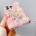 thumbnail image 3 of for iPhone 15 Plus Bling Case, Luxury 3D Sparkle Glitter Diamond Crystal Rhinestone Shiny Flower Rose Pearl with Wrist Strap Chain Aesthetic Women Girls Case for iPhone 15 Plus 6.7" (Pink), 3 of 4