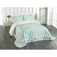 thumbnail image 3 of Ambesonne Romantic Quilted Bedspread Set 3 Pcs, Old Fashion Minimalist, Queen Size, Teal Slate Blue, 3 of 5