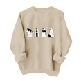 thumbnail image 7 of Wenini Women's Halloween Black Cats and Ghost Print Sweatshirt Long Sleeve Crew Neck Sweatshirt Casual Pullover Top, 7 of 7