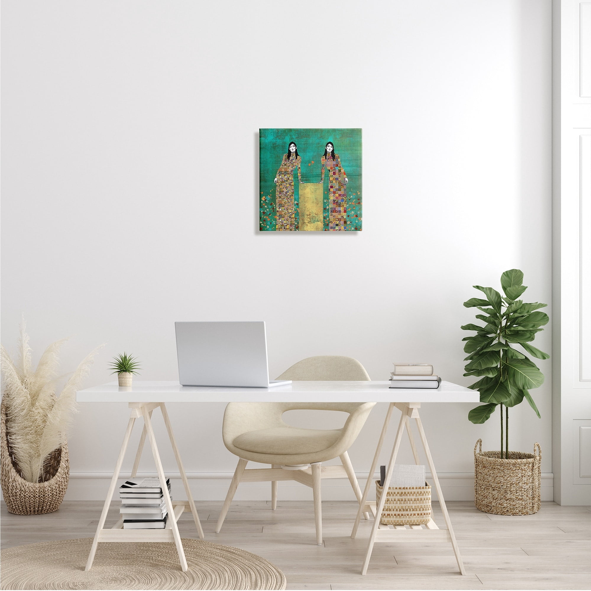 Stupell Industries Twin Women Leaning Modern Abstract Portrait Mosaic Pattern, 36 x 36,Design by Jose Cacho