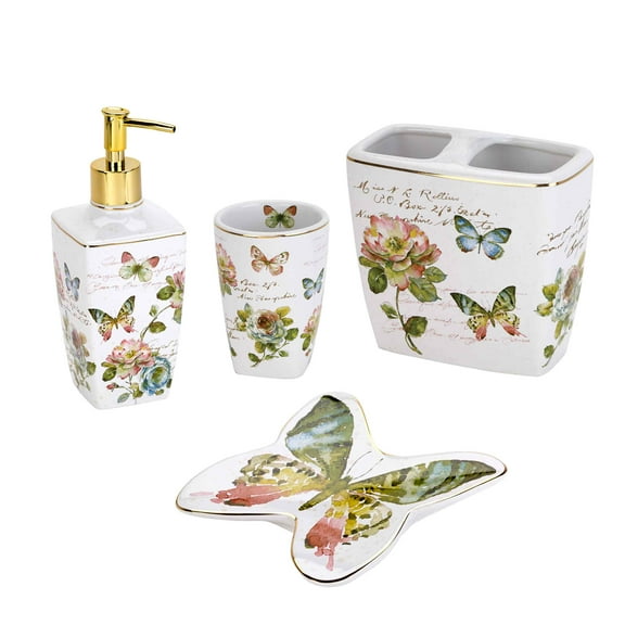 Avanti Butterfly Garden 4-Piece Bath Accessory Set