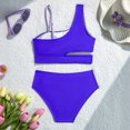 thumbnail image 6 of SIYUDAN Girls 2 Piece Bikini Set, Striped One Shoulder Swimsuit with Color Block, 6 of 6