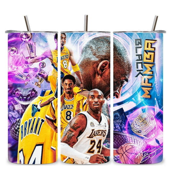 Alpha Printing 20oz Stainless Steel Tumbler with Straw – Black Mamba Design – Double Wall Insulated Sports-Inspired Travel Mug for Hot & Cold Beverages - Alpha Printing