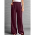 thumbnail image 6 of Women Wide Leg Pants High Waisted Business Casual Work Trousers Dressy Pants with Pockets Dark Maroon XL, 6 of 10