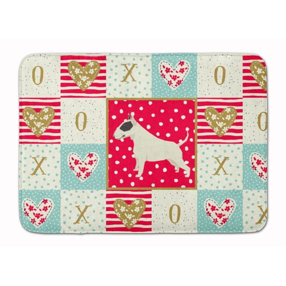 Black and White Bull Terrier Love Machine Washable Memory Foam Mat