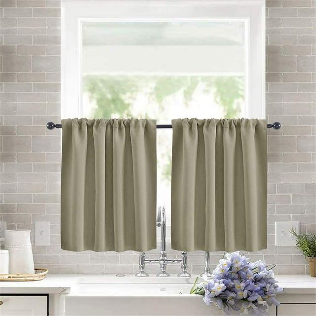 Feltree Solid Color Window Curtains 30x36 Inch for Living Room Bedroom Kitchen Light Blocking Easy Care Set of 2