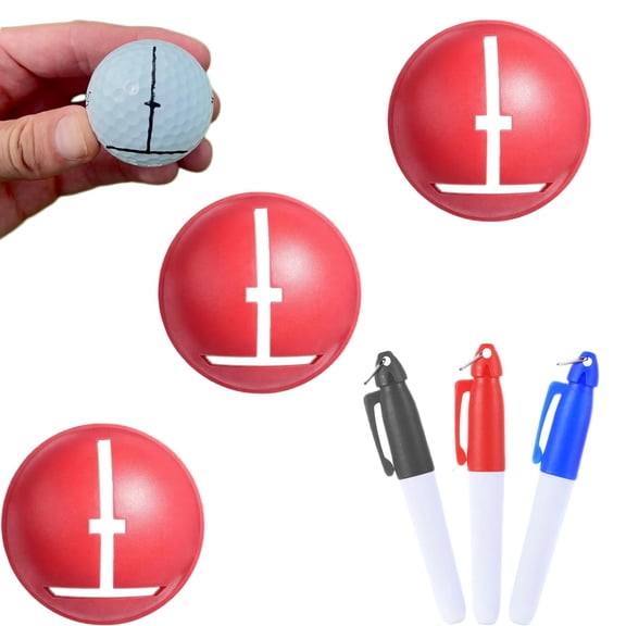 Golf 3 Lines Impact Ball Stencil for Improved Putting Accuracy, Professional Golf Ball Marker Kit with Quick-Dry 1 Pen, USGA Legal Training Aid