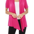 thumbnail image 6 of Women's Casual Solid Short Sleeve Basic Open Draped Front Cardigan Office Wear, 6 of 6