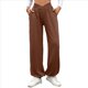 thumbnail image 3 of Pantalones Deportivos de Cintura Alta con Bolsillos para Mujer, Pantalones de Yoga Holgados e Informales Marrón XXL, 3 of 10