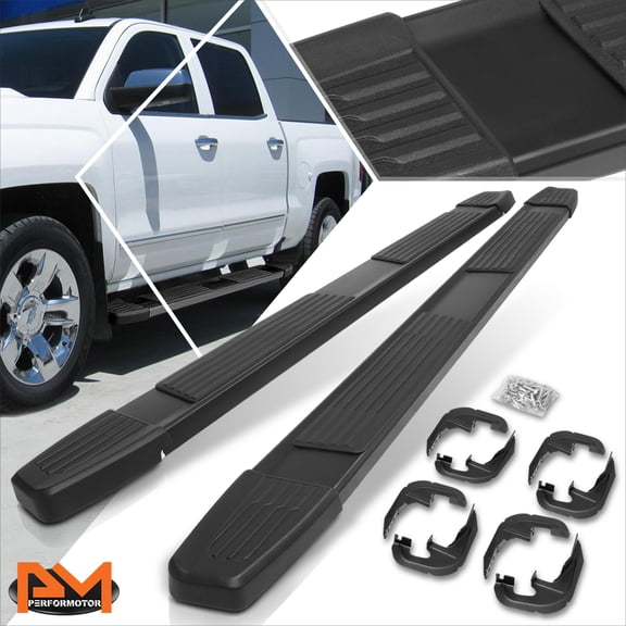 PM PERFORMOTOR for 17-19 Silverado/Sierra Crew Cab 6"Aluminum Step Nerf Bar Running Board Black