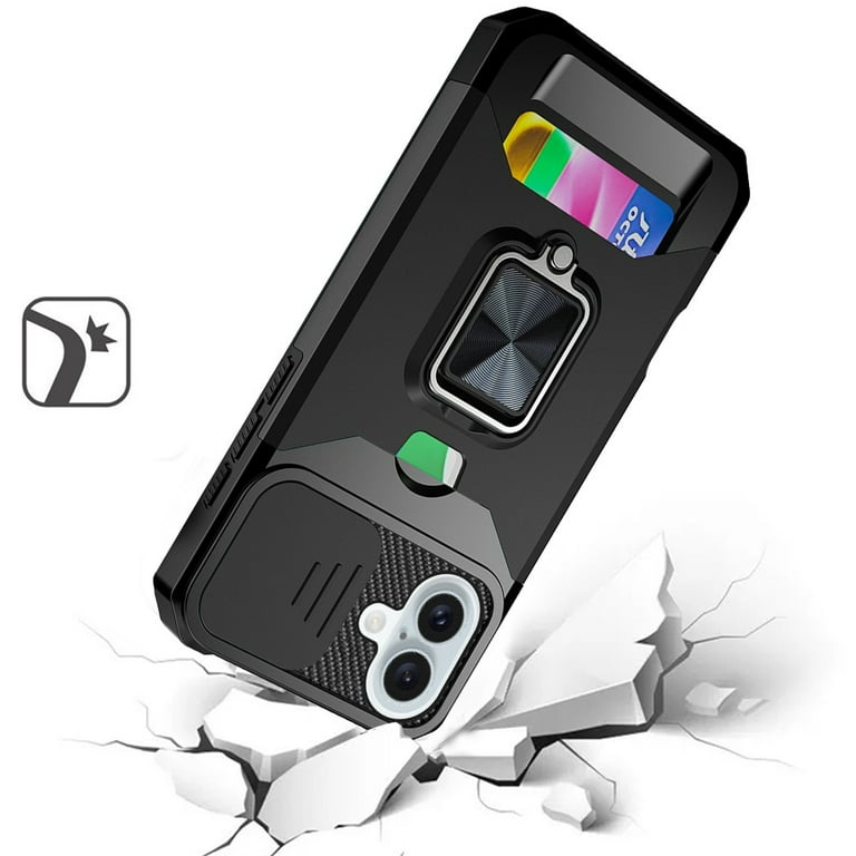 For iPhone 16 6.1 inch Multi-Functional Card Magnetic Ring Stand