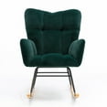 thumbnail image 6 of Modern Rocking Chair Velvet Upholstered Glider Rocker Rocking Accent Chair Padded Seat with High Backrest Armchair Comfy Side Chair for Living Room Bedroom Offices Dark Green, 6 of 8