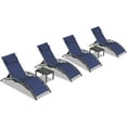thumbnail image 2 of PURPLE LEAF Patio Chaise Lounge Chair Sets with 2 Side Table Outdoor Pool Adjustable Recliner Chairs for Outdoor Beach Poolside Sunbathing Tanning Lounger，Navy Blue, 2 of 9