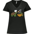 thumbnail image 3 of Inktastic Cute Turtle Chefs Making Soup Women's Plus Size V-Neck T-Shirt, 3 of 5