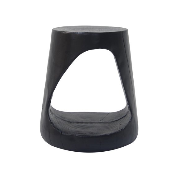 BOFANG Outdoor Black Magnesium Oxide Hollow Side Table with Wood-like Texture