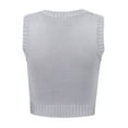 thumbnail image 2 of HULIJA Women's Fashion Argyle Plaid Knitted Vest Sweater Vintage Sleeveless Waistcoat Chic Tops Grey L, 2 of 7
