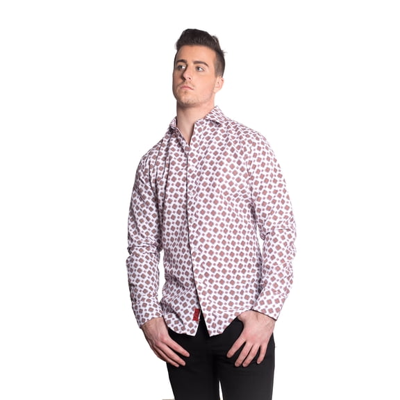 Elie Balleh White Printed Men Button Down Shirt