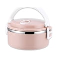 thumbnail image 1 of Insulated Stackable Stainless Steel Food Container Leakproof Adult Kids Large Lunchbox  Pink  Single-Layer, 1 of 10