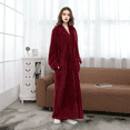 thumbnail image 5 of Robes for Women, LOFIR Long Womens Robes, Cozy Soft Fluffy Fleece Front Zipper Robe, Warm Plush Winter Bathrobe with Side Pockets, Burgundy, XL, 5 of 7
