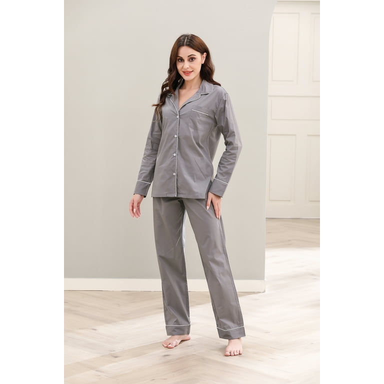 Richie House Women Cotton Pajamas Set Notch Collar Soft Sleepwear Pjs Button Nightwear RHW2846 B XL