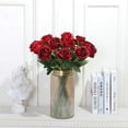 thumbnail image 5 of Red Fake Roses Artificial Flowers - 10 Pcs Fake Artificial Roses Silk Flowers with Stems for Home Wedding Hotel Office Centerpiece Decor, 5 of 5