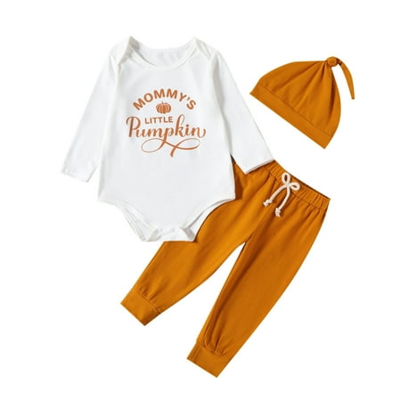 

LLDYYDS Girls Halloween Costumes Toddler Boys Girls Long Sleeve Letter Prints Romper Bodysuit Prints Pants Hat Outfits Party Cosplay Costumes