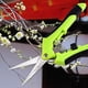 thumbnail image 2 of Tijeras ergonómicas de acero inoxidable con mango verde y corte de precisión. Tijeras ergonómicas con resorte para manualidades con acero inoxidable para jardín., 2 of 7